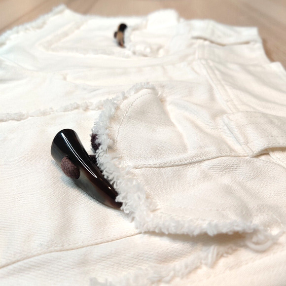 Derek Lam 10 Crosby Womens Horn-Toggle Shorts Size 6 White High Rise Frayed 3" - Picture 10 of 16